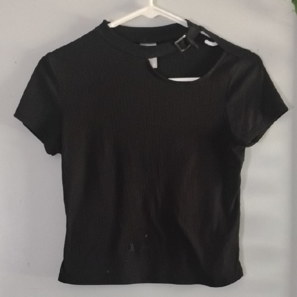 No Boundaries Black Crop Cut-Out T-Shirt
